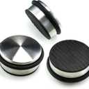 Stainless Steel Door Stopper (3 Pack) 4"x1.85" Premium SofiHome Top Durability Door Stops with Silica Gel Treads Stylish Decorative Heavy Duty Door Stop for Floor & Wall Safety