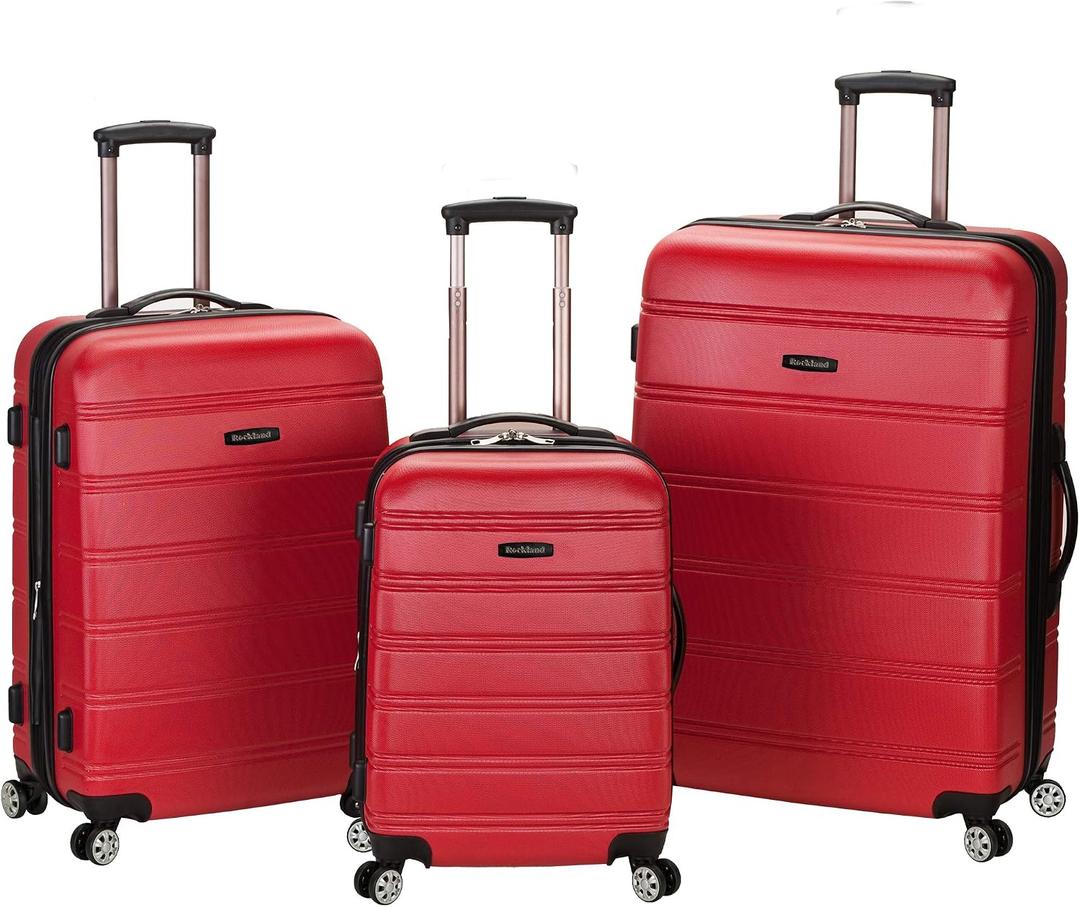 Rockland Melbourne Hardside 3 Piece Expandable Spinner Wheel Luggage Set, (20"/24"/28"), Red