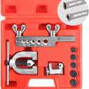 Thorstone Double & Single Flaring Tool Kit for Brake Line and Brass Tubing Tool with Extra Adapters, 45 Degrees, Red