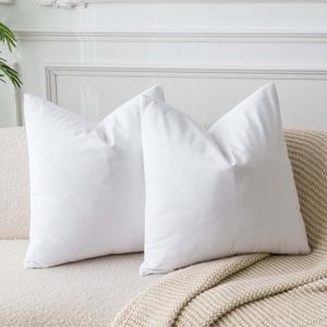 JUSPURBET White Throw Pillow Covers 18x18 inch Set of 2 Decorative Velvet Pillow Covers for Couch Sofa Bed Soft Cushion Covers Cases with Invisible Zipper for Living Room Home Decor