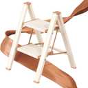 GameGem 2 Step Ladder, Folding Step Stool with Wider Pedal, Anti-Slip Feet & Non Slip Stripes, Aluminum Sturdy Material, 300Lbs Capacity, Elegant Look of Cream Chocolate Better Matches Your Home