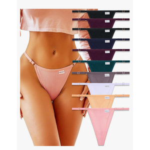 FINETOO 10 Pack Adjustable G String Thongs for Women Sexy Underwear Low Rise Womens Thong Cotton Panties for Ladies Large