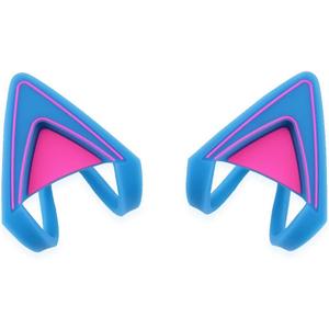 Glow in Dark Silicone Cat Kitty Ears Lovely Fluorescent Cat Ears Compatible for Bose/Razer/HyperX/Corsair/SteelSeries Arctis/Edifier Gaming Headphones (Blue)
