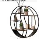 Round Wall Shelf,24 inch Metal Circle Shelf Wood Floating Shelves,Rustic Retro Wall Mounted Display Organizer Shelf for Fireplace,Living Room,Bathroom, Large