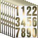 Tenare 96 Pieces 8 Set Reflective Mailbox Numbers Vinyl Waterproof Numbers 0-9 Self Adhesive for Outside Signs Door Trucks Address Trash Cars Home Business(3 Inch,Gold in White)