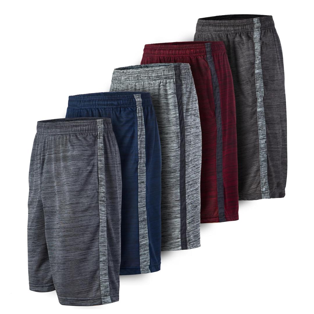 Essential Elements Men's Quick Dry 5 Pack Athletic Shorts with Pockets (XXXL)