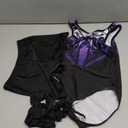 MOLLDAN Girls Gymnastics Leotard Athletic Biketard Unitard Tumbling Activewear Outfits for kids(No Diamond) (9-10 Years, Cyberpunk-Purple Set)