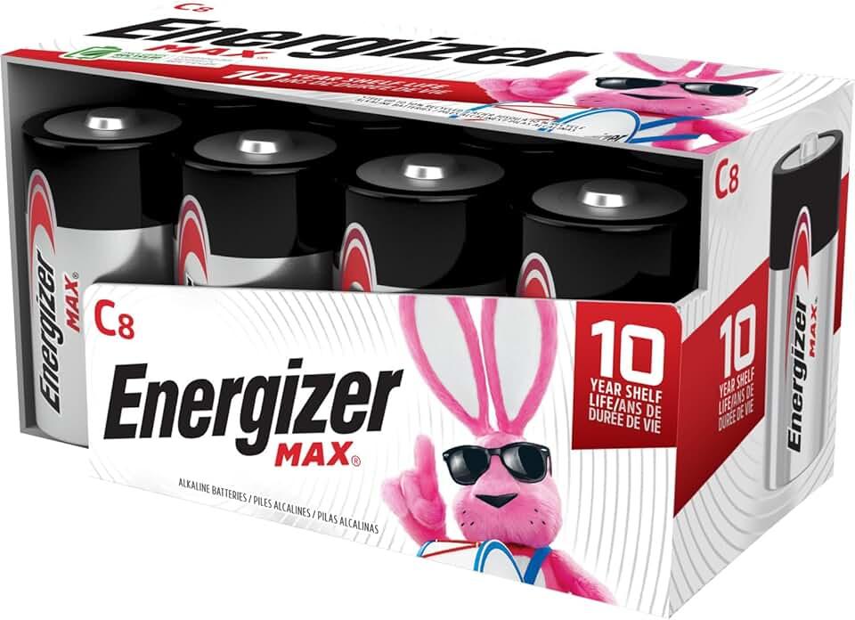 Energizer MAX C Batteries, Premium Alkaline C Cell Batteries (8 Battery Count) (Pack of 12)