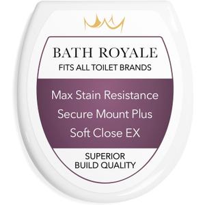 Bath Royale Soft Close Toilet Seat Round with Lid BR500-00 White, Comfortable, Durable, Sturdy, Stain-Resistant and Easy to Clean, Fits All Toilet Brands, Executive Series