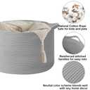 65L Large Blanket Basket,Woven Rope Laundry Basket Hamper with Handles,Decorative Nursery Basket Storage Bin for Toys, Pillows , Clothes Organizer, Living Room, Bedroom, Bathroom, Light Gry