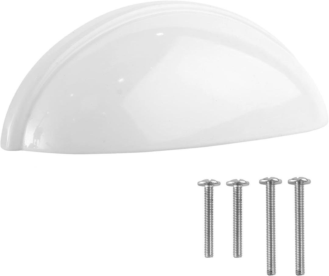 Cup Drawer Pulls  10 Pack  White Cabinet Handles 3 Inch  White Cabinet Pulls  Cabinet Cup Pulls for Cabinets and Drawers  Cup Pulls for Drawers, Furniture & Kitchen Cabinet Hardware