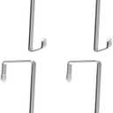 Heavy-duty Single Over Door Hooks, Stainless Steel Hanger Organizer for Hanging Bag, Towel, Bath Robe, Shoe Rack, Fit 1-1/2" to 1-3/4", Rubber Protective Head, Great Replacement (Silver, 4 Pack)