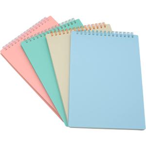Yansanido Top Bound Spiral Notebook, 4 Pcs 4 Color A5 Size Thick Plastic Hardcover 8mm Ruled Paper 80 Sheets (160 Pages) Journal for School and Office Supplies (Light Color)