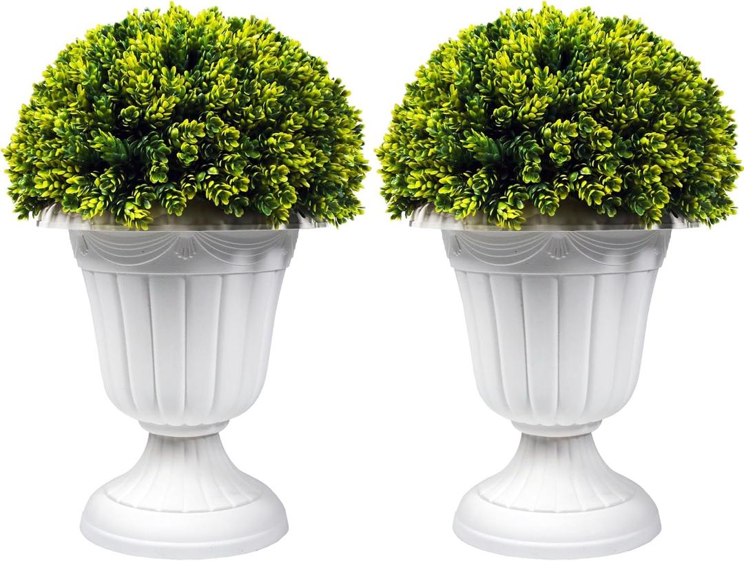 Sunnyglade 2 PCS 17 Artificial Plastic Pine Cone-Shaped Leaves Topiary Ball TreeFaux Potted Decorative Topiary PlantUV Resistant Fake Plant in Pot for Home Gate Indoor Outdoor Patio Office Decor