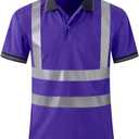 SMASYS Safety Polo Shirt High Visibility - Reflective Shirt Short Sleeve ANSI Standards Construction Work Wear for Men and Women (Purple, S)