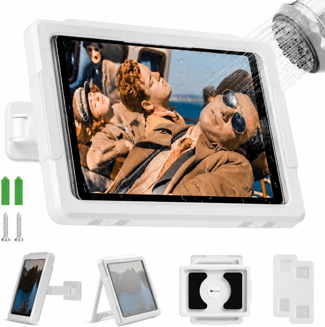 Mistriddle Shower Tablet Holder Waterproof with 480° Rotation Retractable Adjustable, Wall Mount Up to 11", Shower Tablet Holder for Bathroom Bathtub, 2 Adhesive, Fit for Pad(White) | Bathroom, Bathtub & Shower, Drill or Adhesive Wall Mount, 480° Rotation, Retractable, Fits iPad & Tablets Up to 11"