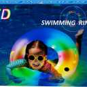 LED Inflatable Pool Float for Kids and Adult, Adult Pool Float Tube, LED Pool Swim Ring, Water Fun Large Blow Up Summer Beach Swimming Raft
