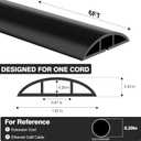 CrocSee 6ft Self-Adhesive Floor Cord Cover for Wires, Low Profile Cord Hider Cable Management, Trimmable PVC Cord Protector - Cord Cavity = 0.47" (W) x 0.29" (H) - Black