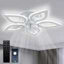 CLAIRDAI 21.6" Flower Ceiling Fan with Light, Dimmable Remote | Modern low profile fandelier, LED flush mount fan with remote for bedroom and living room