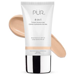 PÜR MINERALS 4-in-1 Tinted Moisturizer With SPF 20 - Hydrating Face Moisturizer, Primer, & Foundation With Shea Butter, Aloe Vera & Vitamin B3 - Vegan Friendly - Free of Paraben, Gluten & BPA