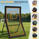 Lacrosse Rebounder, 4x7FT Bounce Back Net with 5 Adjustable Rebound Angles & 2 Target Stripes, Lacrosse Rebound Net Perfect for Lax Volleyball Baseball Soccer Practice Backyard