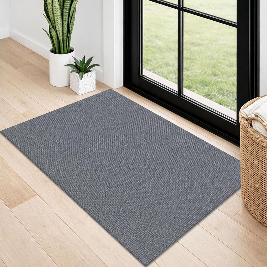 Lansny 2x3 Washable Area Rug Small Braided Cotton Entryway Rug with Non Slip Backing Kitchen Rugs Indoor Door Mat for Entrance Bathroom Foyer, Grey