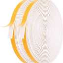 Door Weather Stripping-2 Rolls, 1/4 Inch Wide X 1/16 Inch Thick Total 26 Feet Long, Adhesive Soundproof Foam Seal Tape for Windows and Doors(13ft x 2 Rolls) (White)