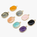 LE SKY 8 Pcs Natural Stone Pendants Rectangle Mixed Crystal Agate Stone Charms for Jewelry Making Necklace Accessories