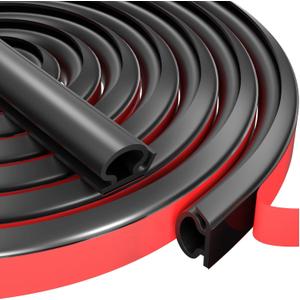 23ft Weather Stripping Door Seal Strip,Self-Adhesive Door Weather Stripping Seal Strip,D Shaped Soundproofing Frame Insulation Tape,Door Sealing Strip for Door Frame/Window (Black, 2/5" W x 1/4" T)