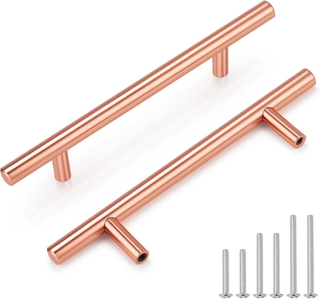 15 Pack Rose Gold Cabinet Handles and Knobs - 4 Inch (102mm) Hole Centers Solid Stainless Steel Kitchen Cabinet Hardware Pulls for Drawers, Dressers & Cabinets - Modern Cabinet Door Handles