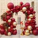 PartyWoo Red and Gold Balloons, 140 pcs Ruby Red and Chrome Gold Balloons Different Sizes Pack of 18 Inch 12 Inch 10 Inch 5 Inch for Balloon Garland or Arch as Birthday Decorations, Party Decorations (Red-2427)