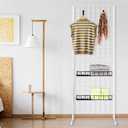 6' x 2' Grid Panel Tower with T Base and Footbeds, White Finish, 25" x 2" x 72"