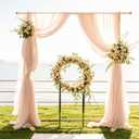 Beyeutao Wooden Arch Backdrop Stand Adjustable Square H6.75 X W7.58 FT Wedding Arch Frame for Ceremony Balloon Arch Stand for Wedding Birthday Party Event Decor (Wood, Height:81"-Width:91")