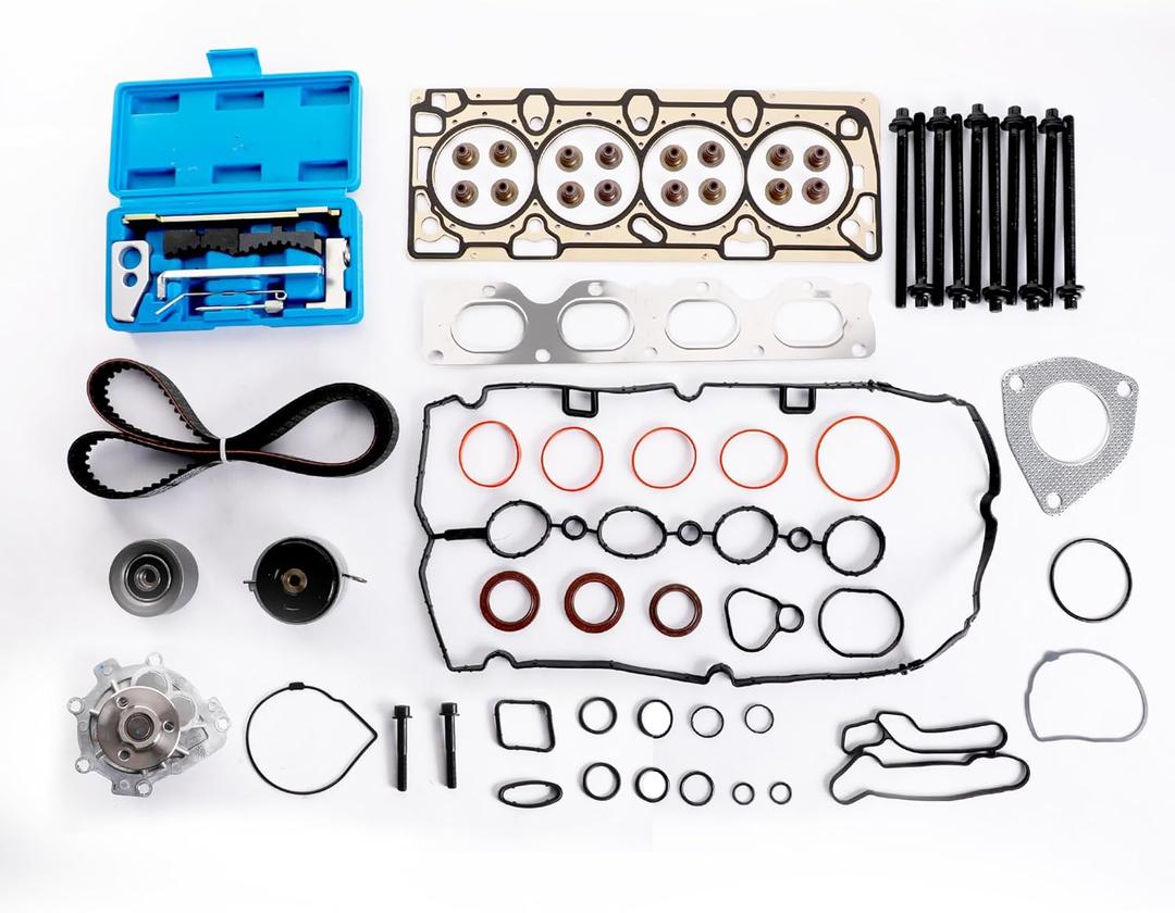 PHILTOP Head Gasket Set Timing Belt Kit Water Pump Cam Timing Tool Kit Compatible with Chevy Cruze 2011-2015, Sonic 2012-2018, Cruze Limited 2016 1.8L L4 DOHC 16v, OE# HS26516PT-1, TCKWP338, 24422964