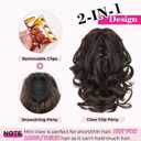 REECHO 9" Short Ponytail Extension, Classic Loose Curly Wavy Claw Clip Pony tails Hair Extensions HP001 Hairpieces for Women (Dark Brown)