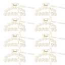 DEEKA Bridesmaid Proposal Gifts 8 Pack Pearl Bridesmaid Hair Claw Clips with Ribbon 3.7 Inch Large Hair Clips Bachelorette Party Favors Bridal Party Present Hair Accessories (Half Circle L)