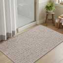 DEXI Bathroom Rug Non Slip Washable, 36x24 Ultra Thin Bath Mat, Beige