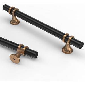 Asidrama 10 Pack 5 Inch(128mm) Champagne Bronze and Matte Black Kitchen Cabinet Handles, Cabinet Pulls Kitchen Cabinet Hardware Cupboard Handles Drawer Pulls (5" Hole Center)