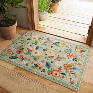 2x3 Washable Small Rugs for Entryway: Area Rug Non Slip Door Mat Indoor Entrance Low Pile Soft Faux Wool Non Shedding Lightweight Distressed Throw Rugs for Front Door Bedroom Bathroom Kitchen Entry