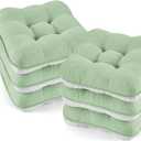 BETU Chair Cushions for Dining Chairs Set of 6,3.5" Thick Kitchen Table Chair Pads with Ties,Non Slip Backing and Covers, Home Decor Seat Cushion for Dining Room,Bar,Patio Chairs15.5"X15.5"X3.5"Green