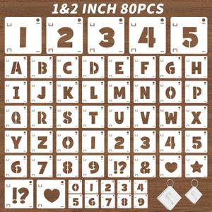 160Pcs Letter Stencils 4Sizes,1&2&3&4Inch Letter and Number Stencils for Painting Plastic Numbers Symbols Stencil Reusable,Alphabet Interlocking Drawing on Wood,Wall,Fabric,Rock,DIY Art Craft Project