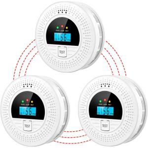 3-Pack Interconnected Smoke Detectors and Carbon Monoxide Alarm with Test & Silence Button, Battery Powered, Smoke and CO Detector for Any Room, Peace of Mind