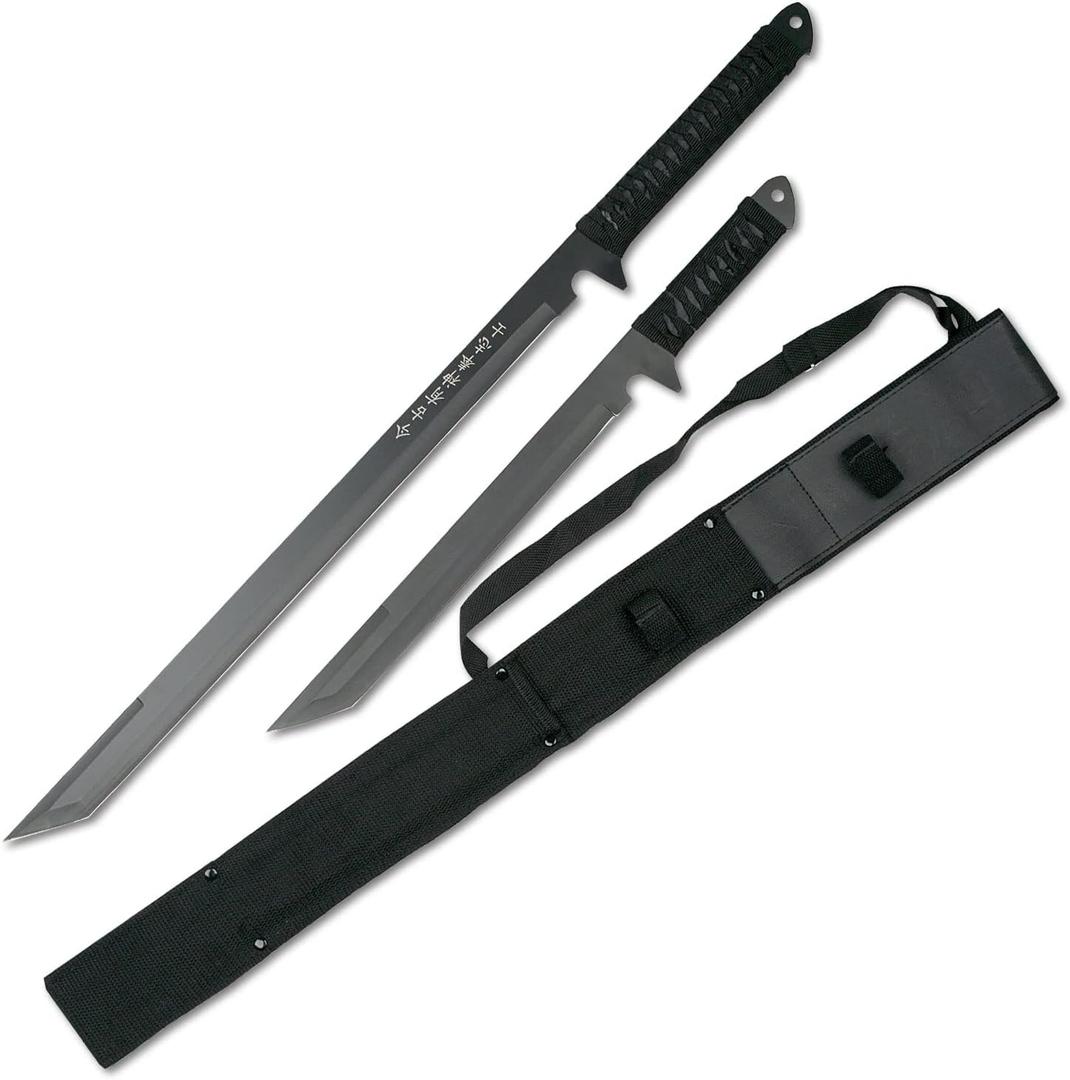 BladesUSA HK-1067 Twin Ninja Swords, Black, 18-Inch and 26-Inch Lengths