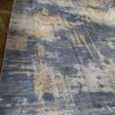 Modern Abstract Area Rug 6 x 9 Machine Washable Contemporary Carpet Foldable Stain Resistant Non-Slip Accent Rug Coffee Table Rug, Blue/Brown