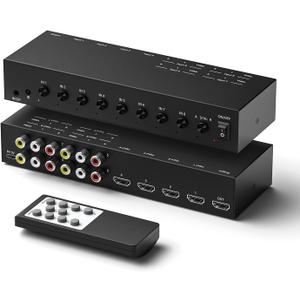 8-Input to 1-HDMI-Output Converter (Consisting of 4 AV Inputs and 4 HDMI Inputs) Switchbetween Quick Different Sources(8 in-1 Out)
