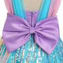 IBTOM CASTLE Toddler Baby Girl Birthday Party Dress Mermaid Princess Sleeveless Sparkle Sequins Bow Ruffle Tulle Tutu Dress (3-4T, Green)