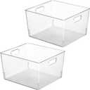 mDesign Large Plastic Storage Organizer Container Bin, Household Organization for Cabinet, Counter, Drawer, Cubby, Cupboard, Holds Clothing, Linens, Toys, Essentials, 2 Pack, Clear