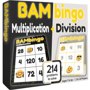 THE BAMBINO TREE Multiplication and Division Facts Bingo Game  3rd 4th & 5th Grade Educational Math Learning for Classroom & Homeschool