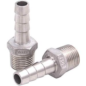 DERNORD Stainless Steel 1/2" Hose Barb x 1/2" NPT Male - Home Brew Pipe Fitting Pack of 2