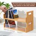 CroBlissful 2 Set Wooden Cd Storage Box Display Holder Shelf Bamboo & acrylic Visible Racks with Carrying Handles, Cassette Tape Organizer Shelf for Movie Case, Store up to 60 Pcs Cds